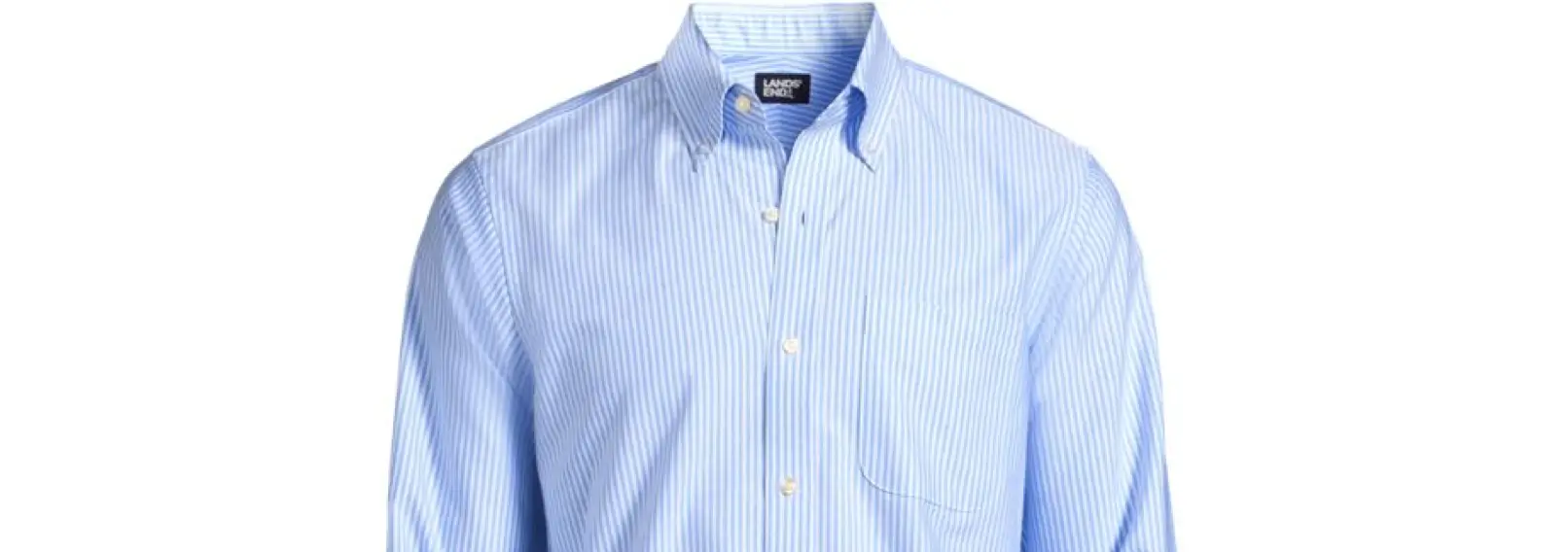 Blue men's dress shirt with subtle stripes