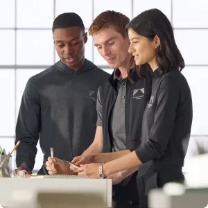 A team wearing matching branded apparel.