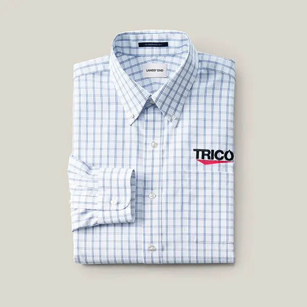 A blue and white checkered dress shirt.