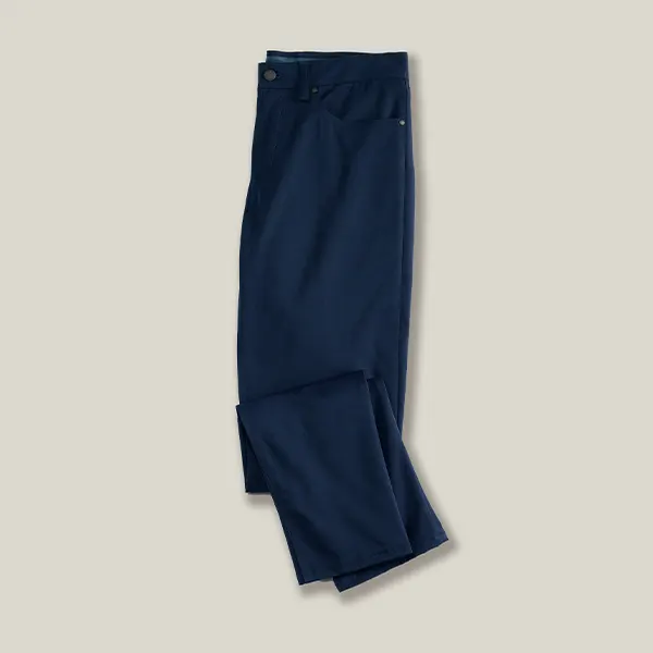 A pair of navy pants.