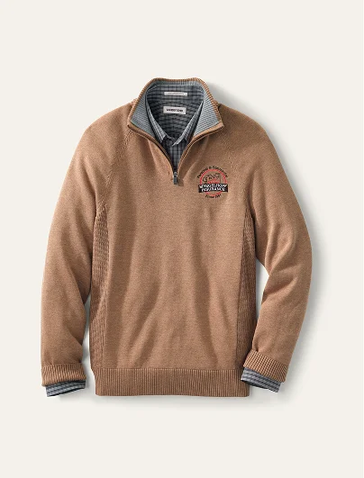 Brown unisex quarter zip sweater