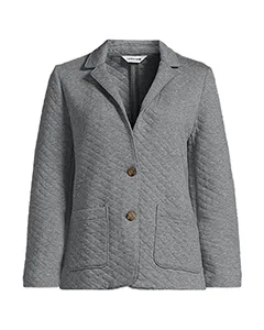 Gray quilted jacket.