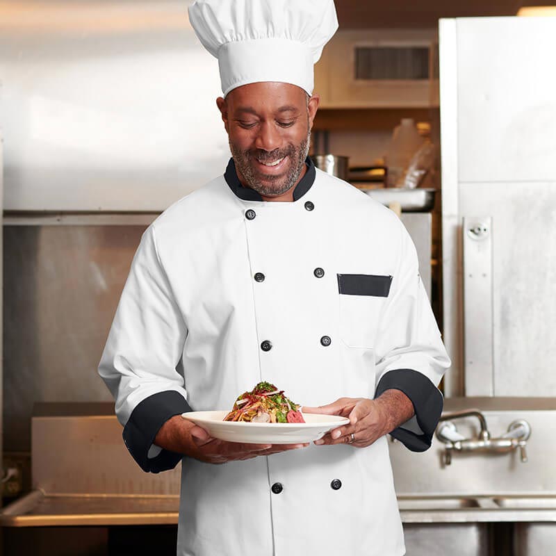 A chef prepparing a delicious meal.
