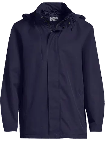 A navy System Hooded Shell Jacket.