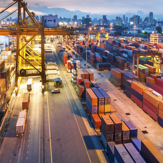 A shipping container yard.