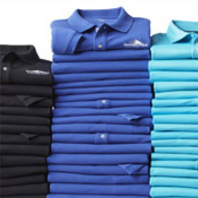 A large stack of polos.